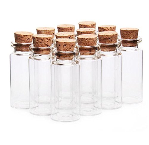 12PCS Clear Glass Wish Botellas con Tapones Tapones Crafts Frascos Viales Regalo Pequeña Joyería Titular de Almacenamiento Contenedor Decoración Mensaje Bodas Favores de Fiesta (15ml)