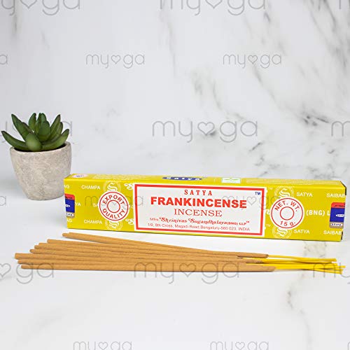 156 x unidades de incienso Satya Frankincense de 180 g (12 cajas de 15 g cada una) de Sai Baba Nag Champa, de olíbano