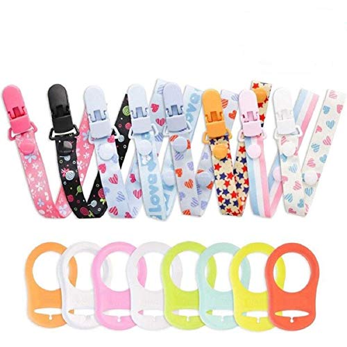 16pcs Chupetes de Clip Bebé con Anillo de Silicona Adaptador, annhao Cadenas para Chupetes Chupetero Bebé Clips con Adorable Diseño, Unisex Dseño para Chicos y Chicas