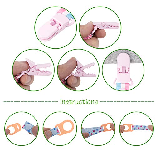 16pcs Chupetes de Clip Bebé con Anillo de Silicona Adaptador, annhao Cadenas para Chupetes Chupetero Bebé Clips con Adorable Diseño, Unisex Dseño para Chicos y Chicas