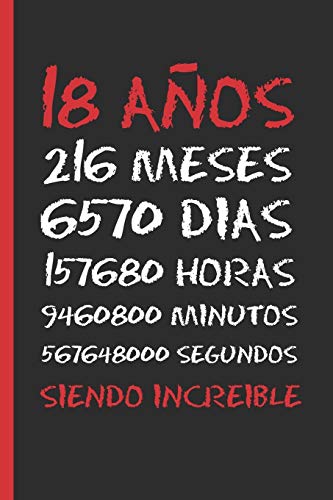 18 AÑOS SIENDO INCREIBLE: REGALO DE CUMPLEAÑOS ORIGINAL Y DIVERTIDO.  DIARIO, CUADERNO DE NOTAS, APUNTES O AGENDA.