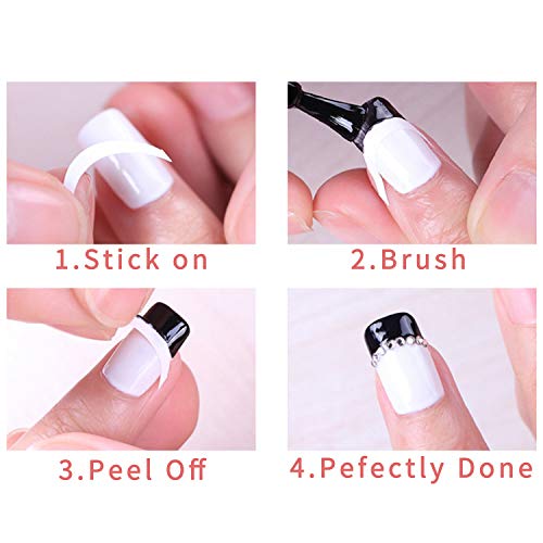 18Pcs Nail Art Diseños Franceses, Plantillas De Decoración Profesional De Uñas Punta Francesa Guías Pegatinas Forma Flecos