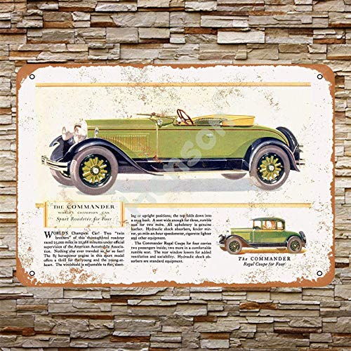 1928 Studebaker Commander Sport Roadster Cartel de Chapa Metal Advertencia Placa de Chapa de Hierro Retro Cartel Vintage para Dormitorio Pared Familiar Aluminio Arte Decoración
