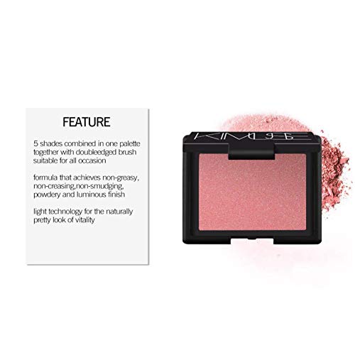 1PC suave mate Powder Blush Palette uno de los matices Minimalismo maquillaje Blush cosméticos faciales portátiles para las mujeres de las muchachas (Orgasm)