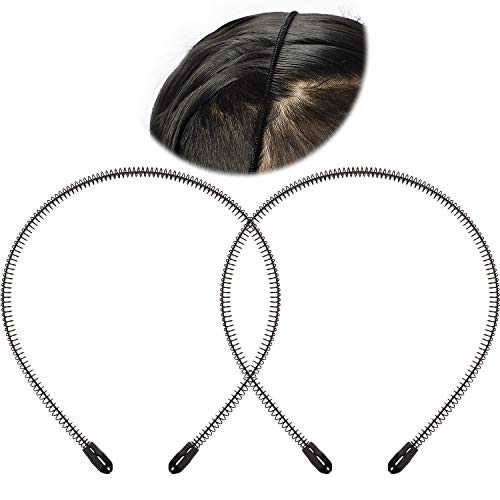 2 Paquetes Diadema Atrás Peinda, Diadema de Metal Negra de Moda, Diadema de Unisex, Diadema Antideslizante, Accesorios de Pelo Elásticos para Yoga Deportes al Aire Libre (Resorte Pequeño)