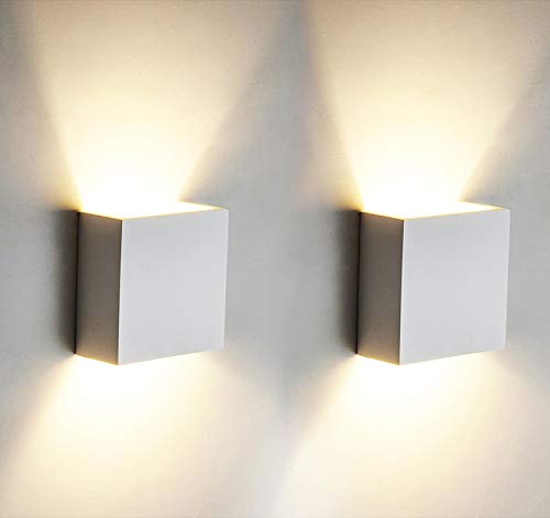 2 PCS 6W LED de pared Arriba abajo Lámpara de pared interior Moderno Aplique de pared Accesorios de iluminación para la sala de estar Dormitorio Baño Cocina Comedor, Blanco cálido