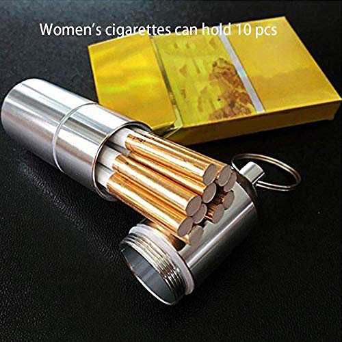 2 Unidades Mini pitillera de Aluminio Soporte con Llavero para Hombres, Resistente al Agua Bolsillo Redondo Cigarrillos Caja, Caja de Cigarrillos a Prueba de Agua para el Bolsillo