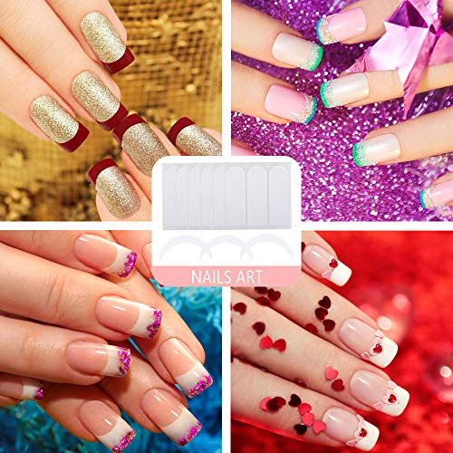 20 Hojas/1020 PCS Pegatinas de Arte de Uñas pegatinas manicura francesa Pegatinas de Uñas Francesas Herramientas de DIY Decoración Manicura (Diseño de Forma de Luna）