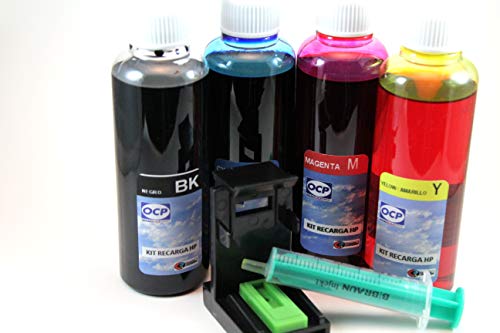 21 Kit de Recarga para Cartuchos de Tinta HP 21, 21 XL Negro y Color, Incluye Clip + 400 ML Tinta de Cartuchos HP Modelos Nº: 21-22-56-57-27-28-74-75-92-94-95-96-97-98-60-901, Negro y Color