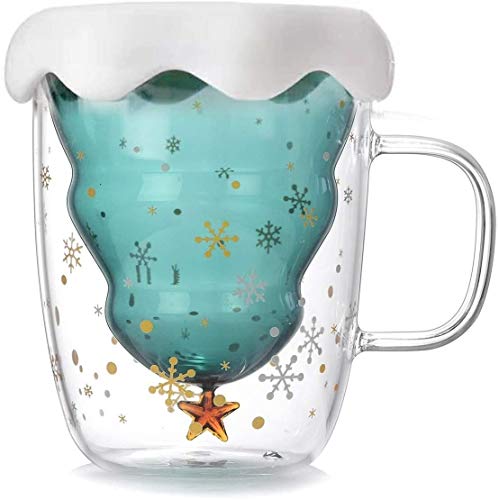 2pcs Creativo de Cristal de Navidad árbol de la Estrella de Deseos Copa de Alta Temperatura de la Resistencia Taza de la Taza Doble de Agua (Color : Star Wish Cup (No Cover) 201 300ml)