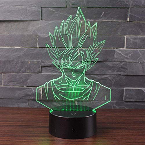 3D Lámpara de Escritorio Mesa 7 cambiar el color botón táctil de escritorio del USB LED lámpara de tabla ligera Decoración para el Hogar Decoración para Niños Mejor Regalo (Dragon Ball)