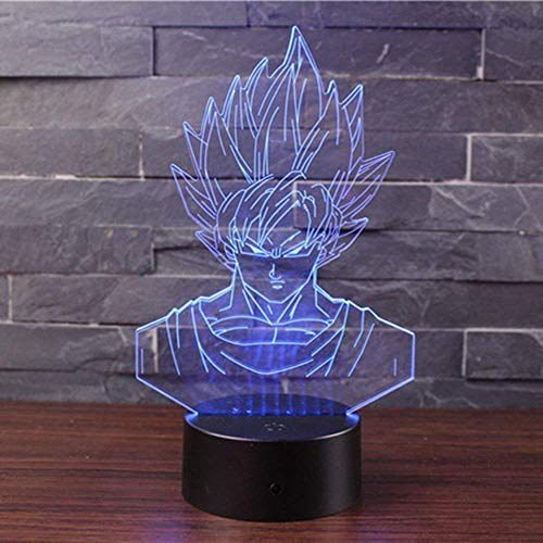 3D Lámpara de Escritorio Mesa 7 cambiar el color botón táctil de escritorio del USB LED lámpara de tabla ligera Decoración para el Hogar Decoración para Niños Mejor Regalo (Dragon Ball)