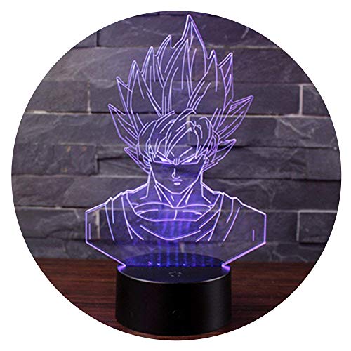 3D Lámpara de Escritorio Mesa 7 cambiar el color botón táctil de escritorio del USB LED lámpara de tabla ligera Decoración para el Hogar Decoración para Niños Mejor Regalo (Dragon Ball)