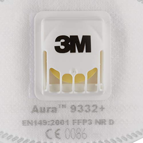 3M 9332PP - Mascarilla plegada con válvula, color blanco