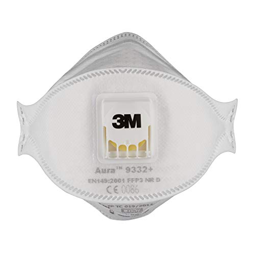 3M 9332PP - Mascarilla plegada con válvula, color blanco