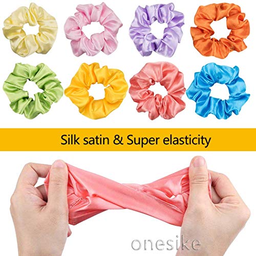 40 Piezas Scrunchies de Satén para Cabello, Glossy Hair Scrunchies Lazos Elásticos de Satén para el Cabello Ponytail Holder Headbands para Mujeres y Niñas, 40 Colores