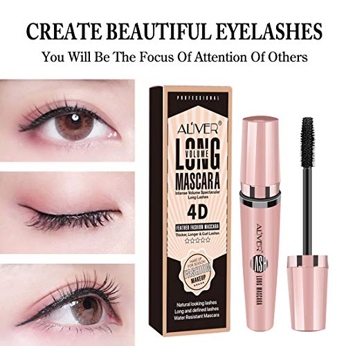 4D Silk Faserpeitsche Mascara wasserdicht, Luxuriös längere, dickere, voluminöse Wimpern, langlebige, dramatische Verlängerung, wischfest, dramatische Verlängerung