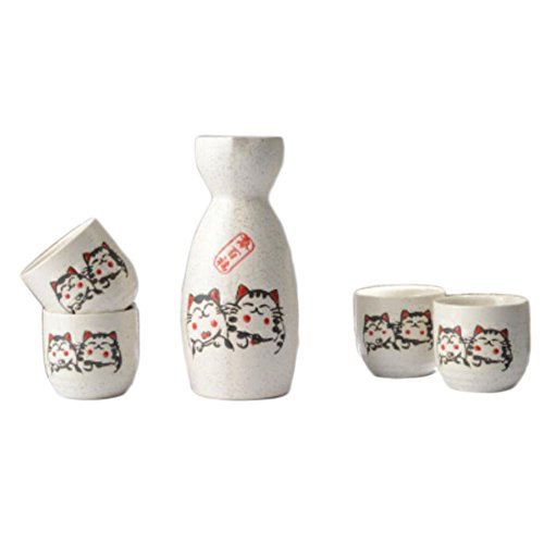5 PCS licor japonés Sake conjunto de porcelana tradicional vasos de cerámica de artesanía de temperatura de vino copas-A07