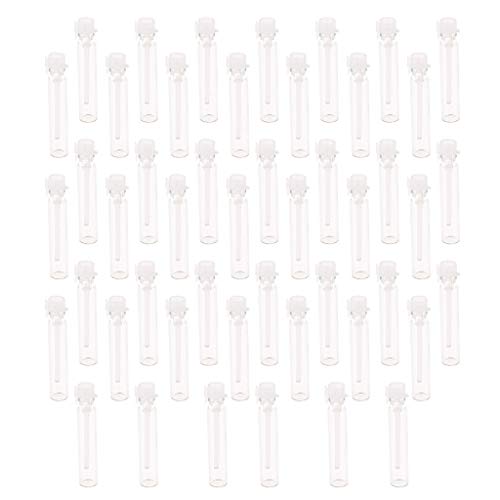 50pcs Frasco de Perfume con Gotero Vacío, Mini Botellas de Muestra para Aceite Esencial, Fragancia - Tapa blanca