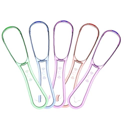 5pcs lejos Mano raspador de lengua cepillo más limpio de sílice Handle Higiene Bucodental herramienta del cuidado del color al azar