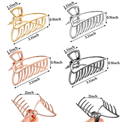 6 Pcs Clips de Garra de Metal,Pinza para el Pelo, Mandíbula de Pelo Antideslizante, Garra de Pelo para Mujeres Niñas,Hebillas de Pelo para Sujetar Pelo,Accesorios Pelo