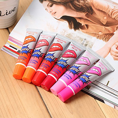 6pcs las mujeres románticas tienen nuevas chicas brillo de labios mate impermeable de la cáscara del color del tatuaje Megic paquete de máscara Tinte larga duración labios maquillaje 15ML