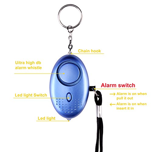 Aboat 5 PCS Alarma Personal, llavero electrónico de la alarma del dispositivo de la autodefensa 130db con la luz del LED