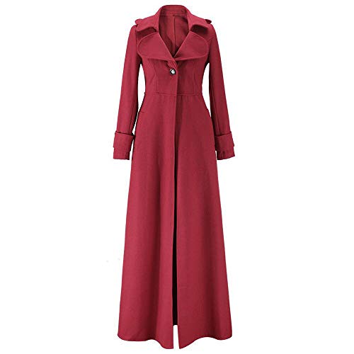 Abrigos de otoño Invierno, Dragon868 Moda de Las Mujeres más Nuevo Partido Solapa Delgada Trinchera Capas largas (Vino Rojo,S)