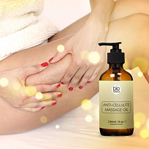 Aceite anticelulítico - Ingredientes naturales reafirmantes para reducir las estrías - Aceite nutritivo para masaje con aceites esenciales que reafirman la flacidez de la piel. Bioniva (1 x 236 ml)
