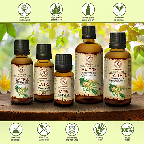 Aceite Árbol de Té 10ml - Melaleuca Alternifolia Leaf Oil - Australiano - 100% Puro y Natural - Sin Diluir - Excelente para la Belleza - Relajación - Lámpara de Aroma - Cosmética - Cuidado Corporal