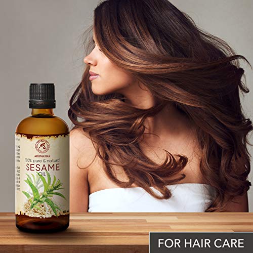 Aceite de Sésamo 100ml - Sesamum Indicum - México - 100% Puro y Natural - Cuidado Intensivo para el Rostro - Cuerpo - Cabello - Piel - para Masaje - Cuidado Corporal - Sésamo - Ajonjolí Aceite