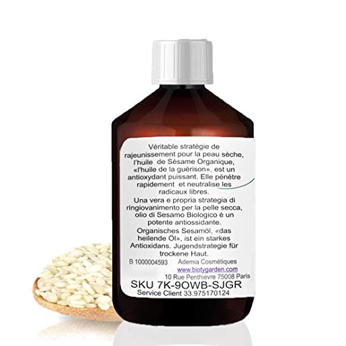 Aceite de Sésamo Orgánico Desodorizado Ayurveda 100% Natural Aceite de Masaje Cara y Cuerpo (1000 ml)