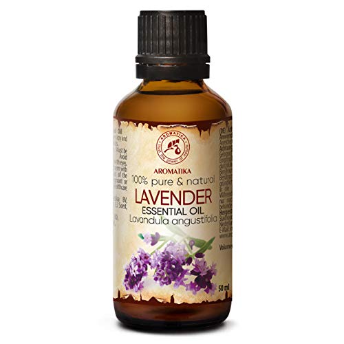 Aceite Esencial Lavanda Puro 50ml - Lavandula Angustifolia - Bulgaria - 100% Natural - usos para Calmar - Buen Sueño - Mejor para la Belleza - Aromaterapia - Relajación - Masaje - Aroma Difusor