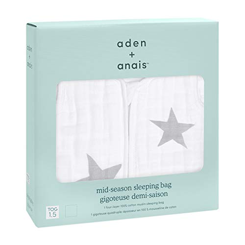Aden + Anais 100% algodón muselina multi-capa media temporada saco de dormir 1.5 TOG twinkle (6-18 meses)