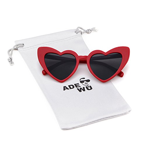 ADEWU Gafas de sol en forma de corazón Chicas Gafas retro de moda para mujer