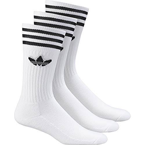 Adidas Solid Crew, Calcetines Unisex Adulto, blanco / negro, 39/42, paquete de 3