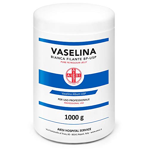 AIESI® Vaselina Blanca Pura BP-USP Petroleum Jelly frasco de 1 kg para uso Médico Dermatológico y Profesional # Made in Italy