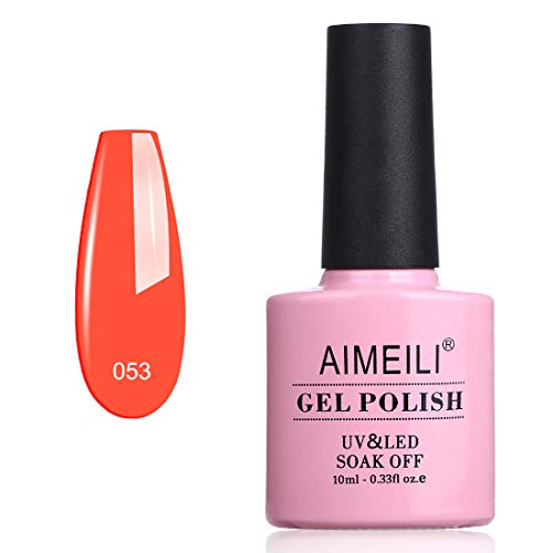 AIMEILI Esmalte Semipermanente De Uñas Soak Off UV LED Uñas De Gel - Neon Orange Zest (053) 10ml