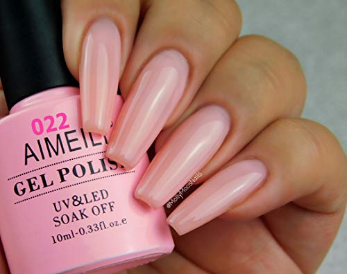 AIMEILI Esmalte Semipermanente De Uñas Soak Off UV LED Uñas De Gel - Rose Nude (022) 10ml