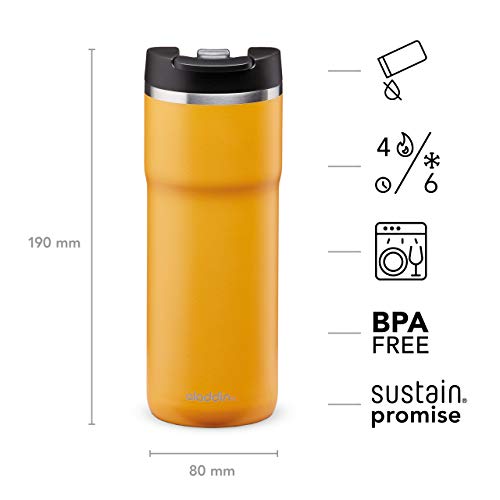 Aladdin Barista Java Thermavac™ Leak-Lock™ Thermavac Stainless Steel Travel Mug 0.47L Sun Yellow – Leakproof | Double Wall Vacuum Insulated Cup | Keeps Hot for 4 Hours | BPA-Free | Dishwasher Safe