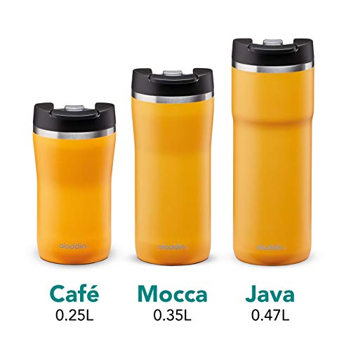 Aladdin Barista Java Thermavac™ Leak-Lock™ Thermavac Stainless Steel Travel Mug 0.47L Sun Yellow – Leakproof | Double Wall Vacuum Insulated Cup | Keeps Hot for 4 Hours | BPA-Free | Dishwasher Safe