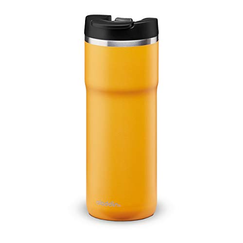 Aladdin Barista Java Thermavac™ Leak-Lock™ Thermavac Stainless Steel Travel Mug 0.47L Sun Yellow – Leakproof | Double Wall Vacuum Insulated Cup | Keeps Hot for 4 Hours | BPA-Free | Dishwasher Safe