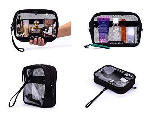 Aldertis - Neceser de Viaje Transparente para avión de Mujer y Hombre, Impermeable, de PVC para organizar Accesorios de Viaje y artículos de Aseo. Estuche o Bolso Transparente.