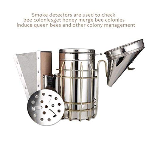 ALIXIN Ahumador de abejas, equipo de apicultura, acero inoxidable de alta resistencia, tamaño grande, flujo de aire superior y excelente salida de humo para apicultura.
