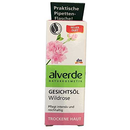 Alverde Wild Rose Facial Oil - Anti-Ageing - With Oils of Rose-Hip, Jojoba, Almond & Peach -Vegan / No Animal Testing - 15ml by Alverde Natural Cosmetic