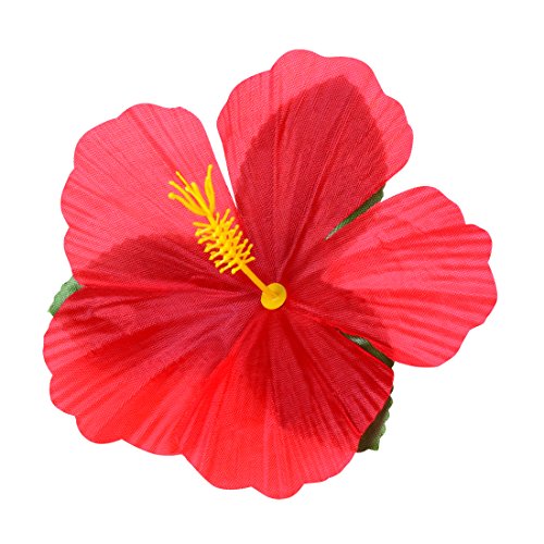 Amakando Flores de Cayena Artificiales | 24 Flores de Hibisco | Accesorio Fiesta de Verano | Decoración Fiesta Hawaiana