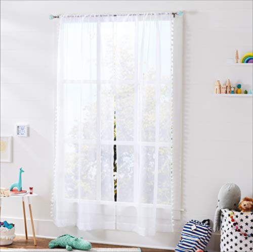 AmazonBasics - Barra de cortinas decorativa de 1,6 cm con remates de bola facetada, 71 cm, Azul turquesa