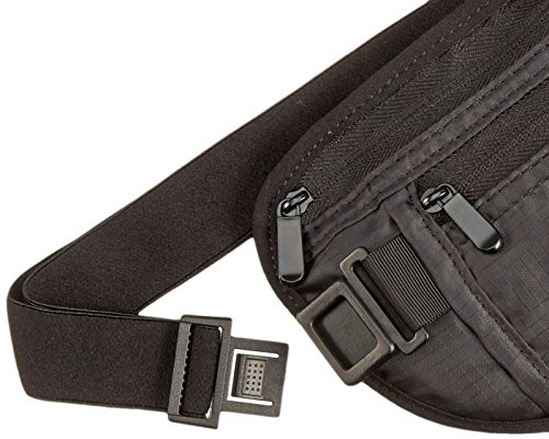 AmazonBasics - Riñonera de viaje con tecnología RFID, Negro