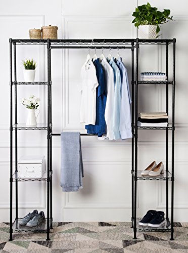 AmazonBasics - Sistema organizador de armario extensible, Negro