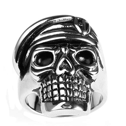 Amody Anillos de Acero Inoxidable para Hombres joyería de los Hombres Soldado Americano Anillo US Army Skull Silver Anillos góticos Tamaño 17